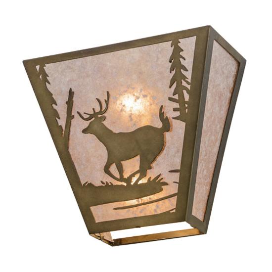 Meyda Lighting Deer Creek 13" 2-Light Antique Copper Wall Sconce With Silver Mica Shade Glass