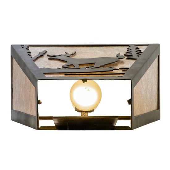 Meyda Lighting Deer Creek 13" 2-Light Antique Copper Wall Sconce With Silver Mica Shade Glass