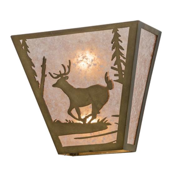Meyda Lighting Deer Creek 13" 2-Light Antique Copper Wall Sconce With Silver Mica Shade Glass