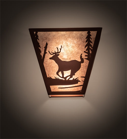 Meyda Lighting Deer Creek 13" 2-Light Red Rust Wall Sconce With Silver Mica Shade Glass