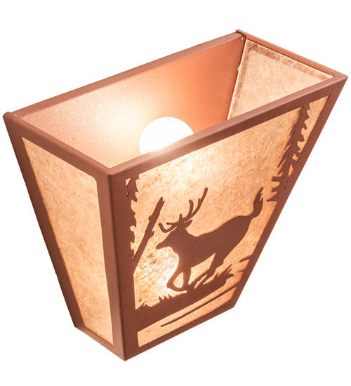 Meyda Lighting Deer Creek 13" 2-Light Red Rust Wall Sconce With Silver Mica Shade Glass