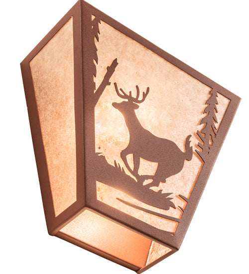 Meyda Lighting Deer Creek 13" 2-Light Red Rust Wall Sconce With Silver Mica Shade Glass