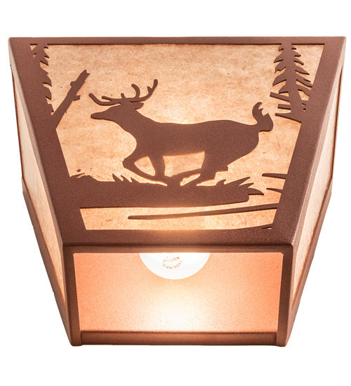 Meyda Lighting Deer Creek 13" 2-Light Red Rust Wall Sconce With Silver Mica Shade Glass