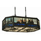 Meyda Lighting Deer Family & Eagle 32" 6-Light Oil Rubbed Bronze Island Pendant Light With Multi-Colored Shade Glass