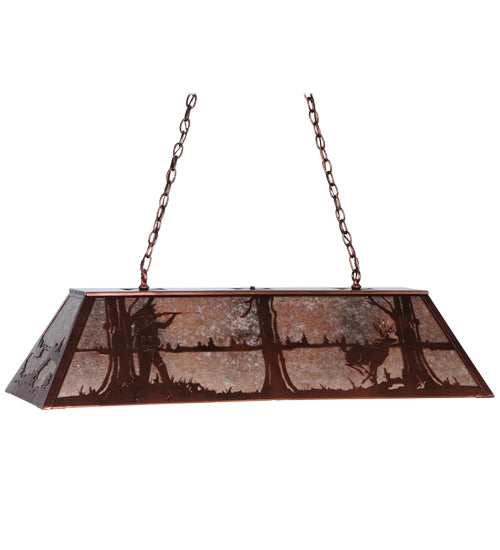 Meyda Lighting Deer Hunter 48" 9-Light New Copper Vein Island Pendant Light With Silver Mica Shade Glass