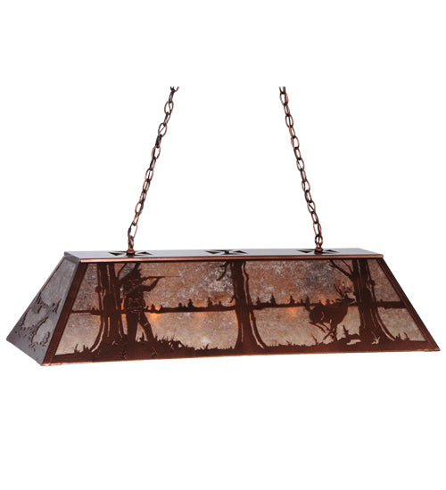 Meyda Lighting Deer Hunter 48" 9-Light New Copper Vein Island Pendant Light With Silver Mica Shade Glass