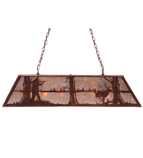 Meyda Lighting Deer Hunter 48" 9-Light New Copper Vein Island Pendant Light With Silver Mica Shade Glass