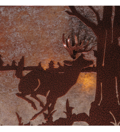 Meyda Lighting Deer Hunter 48" 9-Light New Copper Vein Island Pendant Light With Silver Mica Shade Glass