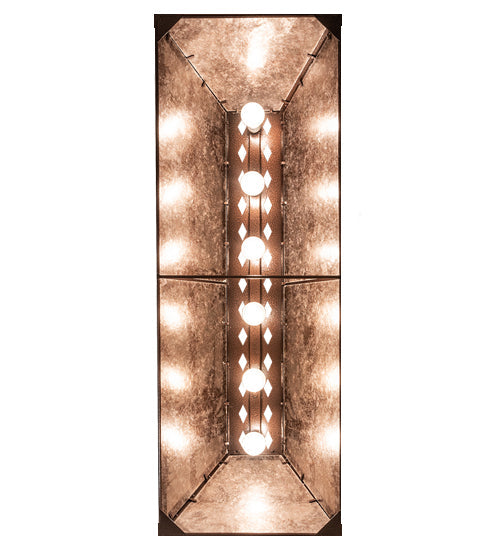 Meyda Lighting Deer Hunter 48" 9-Light New Copper Vein Island Pendant Light With Silver Mica Shade Glass