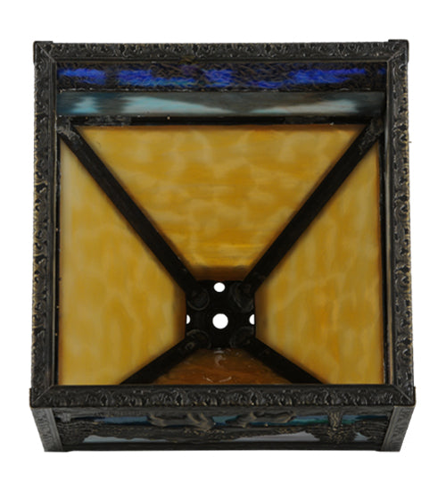 Meyda Lighting Deer Lodge 13"W x 10"H Craftsman Brown Frame and Multi-Colored Shade Glass