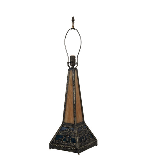 Meyda Lighting Deer Lodge 19" 3-Light Craftsman Brown Table Lamp Base and Multi-Colored Lighted Base