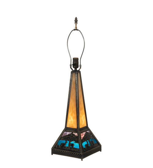 Meyda Lighting Deer Lodge 19" 3-Light Craftsman Brown Table Lamp Base and Multi-Colored Lighted Base