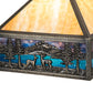 Meyda Lighting Deer Lodge 19" Craftsman Brown Frame With Blue & Beige Shade Glass