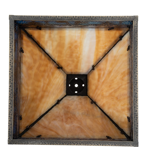 Meyda Lighting Deer Lodge 19" Craftsman Brown Frame With Blue & Beige Shade Glass