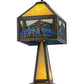 Meyda Lighting Deer Lodge 21" 2-Light Craftsman Brown Highlighted Table Lamp With Multi-Colored Shade Glass and Lighted Base