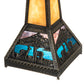 Meyda Lighting Deer Lodge 29" 3-Light Craftsman Brown Table Lamp With Blue & Beige Shade Glass and Lighted Base