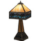 Meyda Lighting Deer Lodge 29" 3-Light Craftsman Brown Table Lamp With Blue & Beige Shade Glass and Lighted Base