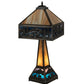 Meyda Lighting Deer Lodge 29" 3-Light Craftsman Brown Table Lamp With Blue & Beige Shade Glass and Lighted Base