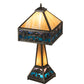 Meyda Lighting Deer Lodge 29" 3-Light Craftsman Brown Table Lamp With Blue & Beige Shade Glass and Lighted Base