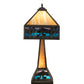 Meyda Lighting Deer Lodge 29" 3-Light Craftsman Brown Table Lamp With Blue & Beige Shade Glass and Lighted Base
