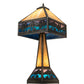 Meyda Lighting Deer Lodge 29" 3-Light Craftsman Brown Table Lamp With Blue & Beige Shade Glass and Lighted Base