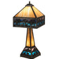 Meyda Lighting Deer Lodge 29" 3-Light Craftsman Brown Table Lamp With Blue & Beige Shade Glass and Lighted Base