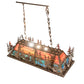 Meyda Lighting Deer Through the Trees 194594 50" 9-Light Antique Copper Island Pendant Light With Multi-Colored Shade
