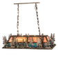 Meyda Lighting Deer Through the Trees 194594 50" 9-Light Antique Copper Island Pendant Light With Multi-Colored Shade