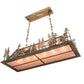 Meyda Lighting Deer Through the Trees 194594 50" 9-Light Antique Copper Island Pendant Light With Multi-Colored Shade