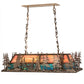Meyda Lighting Deer Through the Trees 194594 50" 9-Light Antique Copper Island Pendant Light With Multi-Colored Shade