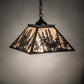 Meyda Lighting Deer Through the Trees 22" Textured Black Pendant Light With Silver Mica Shade Glass
