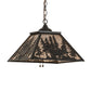 Meyda Lighting Deer Through the Trees 22" Textured Black Pendant Light With Silver Mica Shade Glass