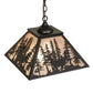 Meyda Lighting Deer Through the Trees 22" Textured Black Pendant Light With Silver Mica Shade Glass
