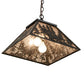 Meyda Lighting Deer Through the Trees 22" Textured Black Pendant Light With Silver Mica Shade Glass