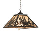 Meyda Lighting Deer Through the Trees 22" Textured Black Pendant Light With Silver Mica Shade Glass
