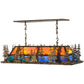 Meyda Lighting Deer Through the Trees 50" 9-Light Antique Copper Island Pendant Light With Multi-Colored Shade Glass