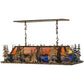 Meyda Lighting Deer Through the Trees 50" 9-Light Antique Copper Island Pendant Light With Multi-Colored Shade Glass