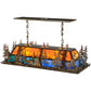 Meyda Lighting Deer Through the Trees 50" 9-Light Antique Copper Island Pendant Light With Multi-Colored Shade Glass