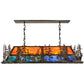 Meyda Lighting Deer Through the Trees 50" 9-Light Antique Copper Island Pendant Light With Multi-Colored Shade Glass