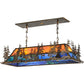 Meyda Lighting Deer Through the Trees 50" 9-Light Antique Copper Island Pendant Light With Multi-Colored Shade Glass