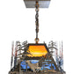 Meyda Lighting Deer Through the Trees 50" 9-Light Antique Copper Island Pendant Light With Multi-Colored Shade Glass
