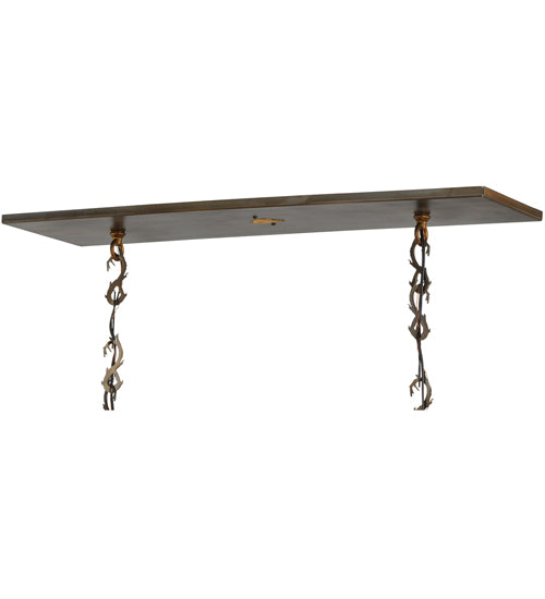 Meyda Lighting Deer Through the Trees 50" 9-Light Antique Copper Island Pendant Light With Multi-Colored Shade Glass
