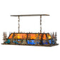 Meyda Lighting Deer Through the Trees 50" 9-Light Antique Copper Island Pendant Light With Multi-Colored Shade Glass