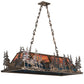 Meyda Lighting Deer Through the Trees 50" 9-Light Antique Copper Island Pendant Light With Pink & Blue Shade Glass