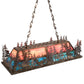 Meyda Lighting Deer Through the Trees 50" 9-Light Antique Copper Island Pendant Light With Pink & Blue Shade Glass