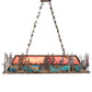 Meyda Lighting Deer Through the Trees 50" 9-Light Antique Copper Island Pendant Light With Pink & Blue Shade Glass