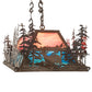 Meyda Lighting Deer Through the Trees 50" 9-Light Antique Copper Island Pendant Light With Pink & Blue Shade Glass