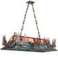 Meyda Lighting Deer Through the Trees 50" 9-Light Antique Copper Island Pendant Light With Pink & Blue Shade Glass