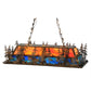 Meyda Lighting Deer Through the Trees 52" 6-Light Antique Copper Island Pendant Light With Multi-Colored Shade Glass