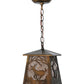 Meyda Lighting Deer at Dawn 10" Antique Copper Mini Pendant Light With Silver Mica Shade Glass